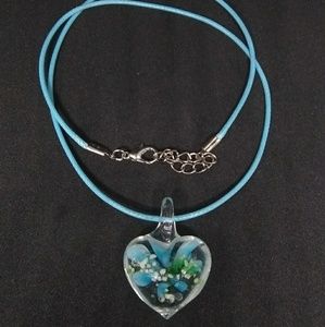 Blue Lampworks Glass Pendant Necklace